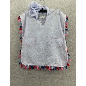 Mudpie Kids Girls Poncho Striped Tassel Ends Size Large 4T 5T Hoodie Swim